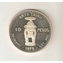 REPUBLICA DOMINICANA 10 pesos 1975 plata 