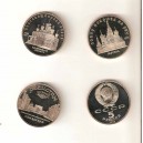 RUSIA 3 monedas diferentes de 5 Rublos 1989 PROOF