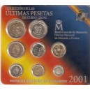 Cartera oficial 2001 FNMT Colección de las Últimas pesetas de curso legal