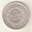 BOLIVIA 1 Bolivariano 1872 plata