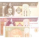 MONGOLIA Lote 3 billetes